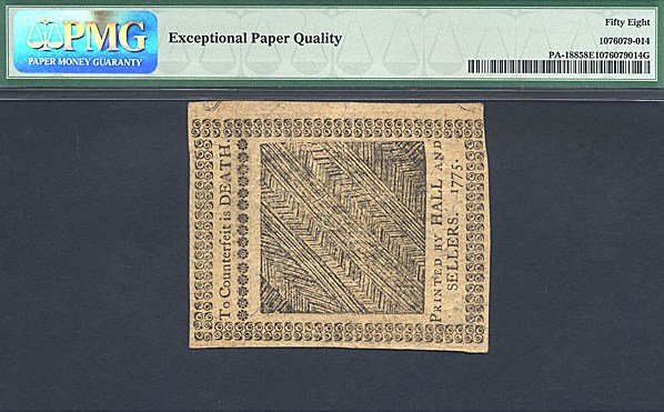 image for: Pennsylvania: Fr.PA188 1775 2s/6d 25-Oct PMG AU58 EPQ  [8080]