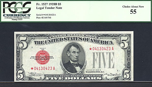 image for: Fr.1527 1928B $5  PCGS AU55  [04130423A] *Star* 