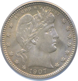 image for: 1907 25c PCGS MS66