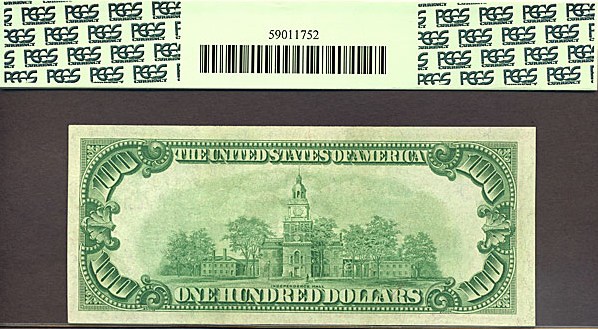 image for: Fr.2405 1928 $100 Gold Seal and Serial Numbers PCGS AU55  [A01104054A]