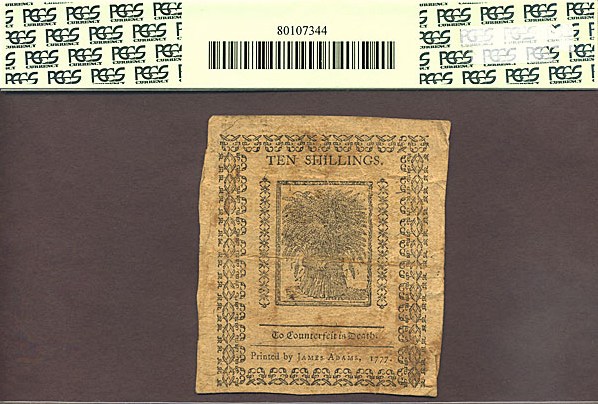 image for: Delaware: Fr.DE91 1777 10s 1-May PCGS VF30  [38647]