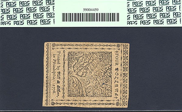 image for: Continental Congress: Fr.CC49 1776 $4 2-Nov PCGS XF45  [24152]