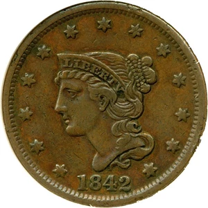image for: 1842 1c DGS VF35 Large Date (Lightly Cleaned)