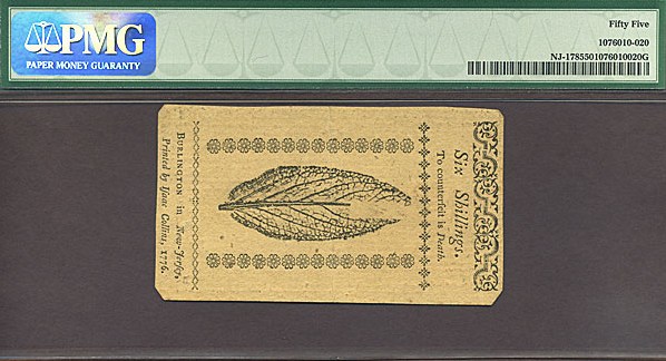 image for: New Jersey: Fr.NJ178 1776 6s 25-Mar PMG AU55  [11332]