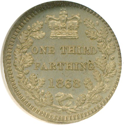 image for: Great Britain: 1868 1/3 Far Copper Nickel NGC Proof 66 (P-1930)