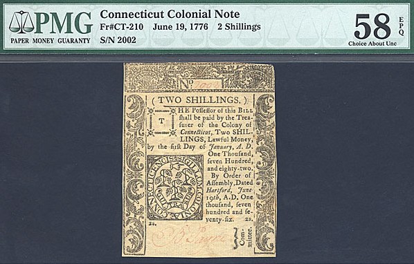 image for: Connecticut: Fr.CT210 1776 2s 19-Jun PMG AU58 EPQ  [2002]