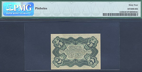 image for: Fractional Currency: Fr.1238  5-Cent Head of Spencer Clark. PMG Choice CU64 - Pinholes