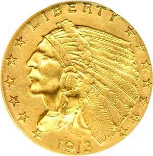 image for: 1913 $2 1/2 DGS AU55 (Cleaned)
