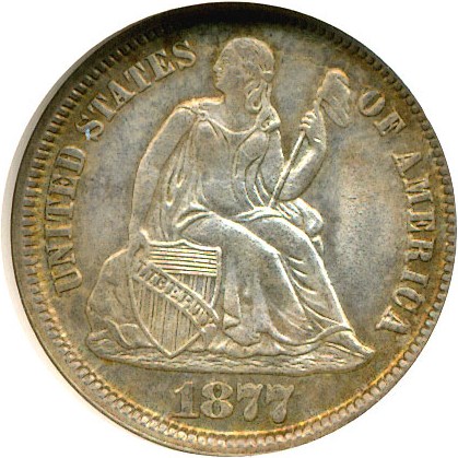 image for: 1877-CC 10c  NGC MS65