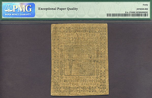 image for: Pennsylvania: Fr.PA173 1775 14s 25-Mar PMG XF40 EPQ  [345]