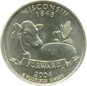 image for: 2004-D 25c Wisconsin - Extra Leaf Low PCGS MS64