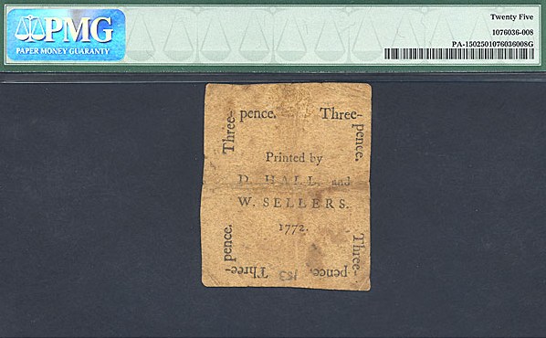 image for: Pennsylvania: Fr.PA150 1772 3d 3-Apr PMG VF25  [23110]