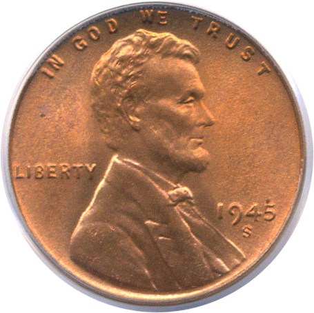 image for: 1945-S 1c  PCGS MS66 RD