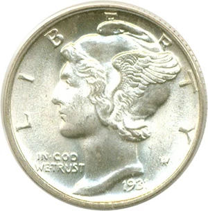 image for: 1931-D 10c PCGS MS65 FB