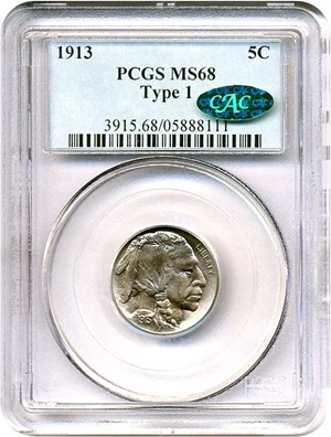 image for: 1913 5c Type 1 PCGS/CAC MS68