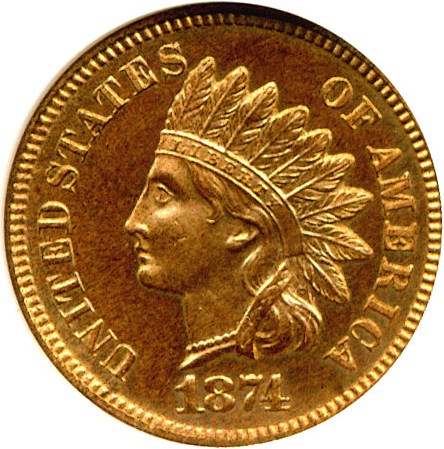 image for: 1874 1c  NGC Proof 63 RD
