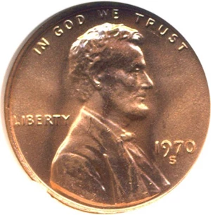 image for: 1970-S 1c Large Date NGC MS66 RD