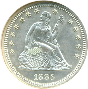 image for: 1883 25c NGC Proof 64 Cameo