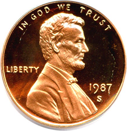 image for: 1987-S 1c  PCGS Proof 69 RD DCameo