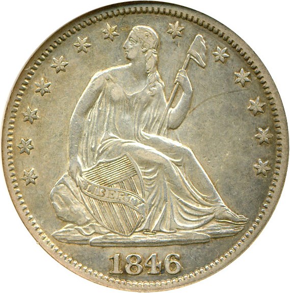 image for: 1846 50c Medium Date ANACS XF45