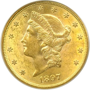 image for: 1897-S $20 PCGS MS62