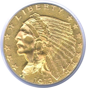 image for: 1913 $2 1/2 PCGS AU58