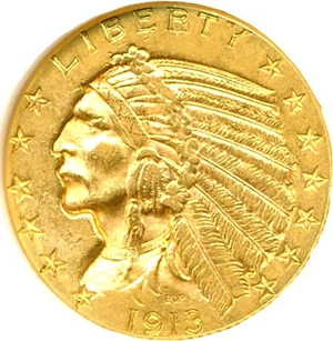 image for: 1913 $5 DGS AU53 (Lightly Cleaned)
