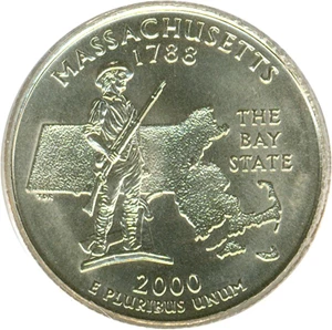 image for: 2000-P 25c Massachusetts PCGS MS67