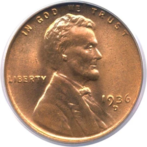 image for: 1936-D 1c PCGS MS66 RD