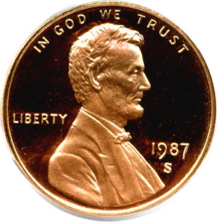 image for: 1987-S 1c  PCGS Proof 69 RD DCameo