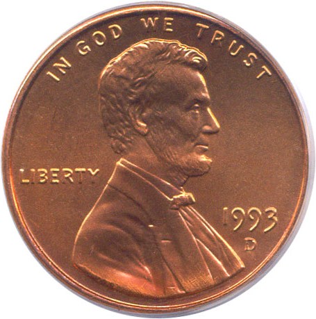 image for: 1993-D 1c  PCGS MS67 RD