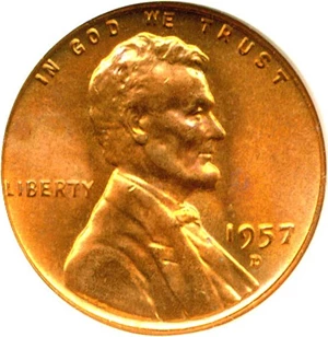 image for: 1957-D/D 1c ANACS MS65 RD