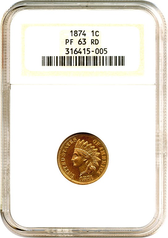 image for: 1874 1c  NGC Proof 63 RD
