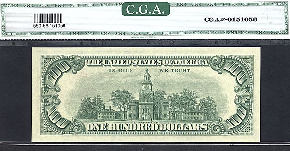 image for: Fr.1550 1966 $100 Red Seal CGA Gem CU66  [A00253055A]