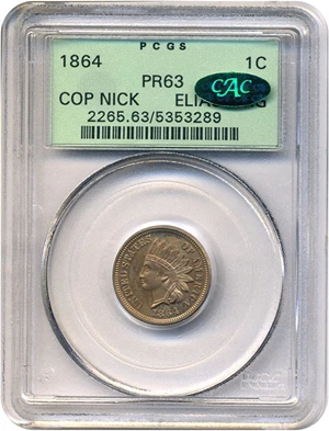 image for: 1864 1c CN PCGS/CAC Proof 63