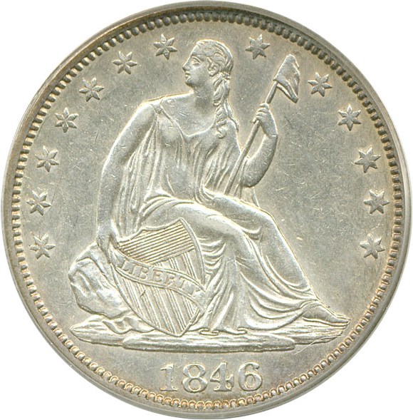 image for: 1846 50c Medium Date PCGS AU50 