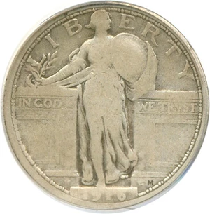 image for: 1916 25c Standing PCGS/CAC VG10