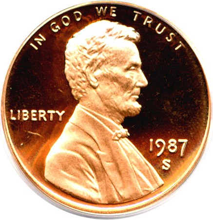 image for: 1987-S 1c  PCGS Proof 69 RD DCameo