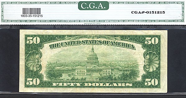 image for: Fr.1803-1 1929 $50  CGA VF35 #4248 Texas [E000893A]