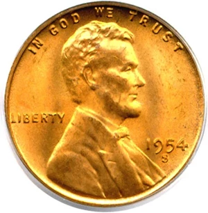 image for: 1954-S 1c PCGS MS66 RD