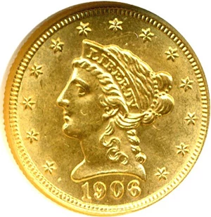image for: 1906 $2 1/2 NGC/CAC MS63