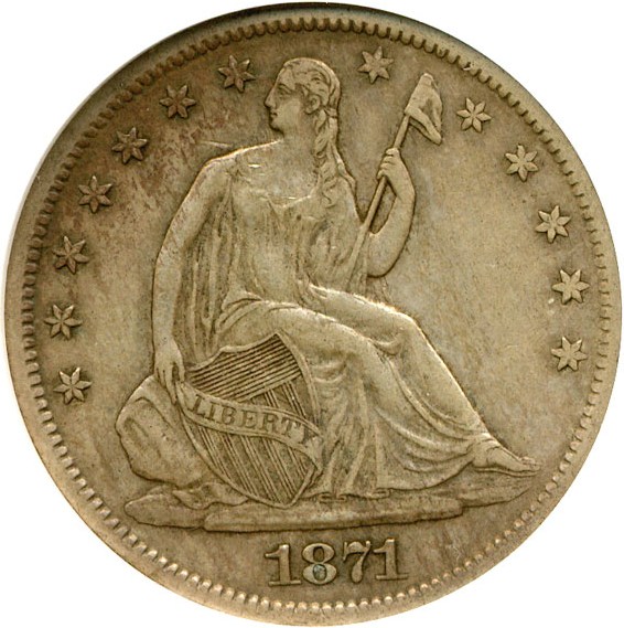image for: 1871-S 50c  ANACS AU50 