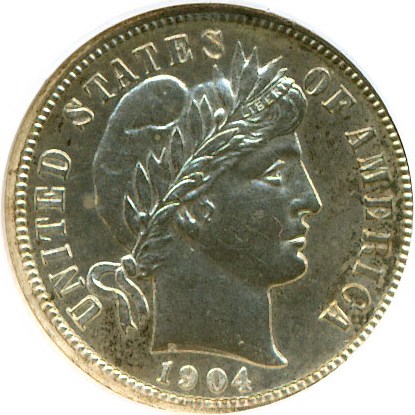 image for: 1904 10c  NGC Proof 64