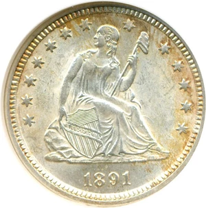 image for: 1891 25c NGC MS64