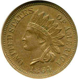 image for: 1864 1c CN ANACS AU58