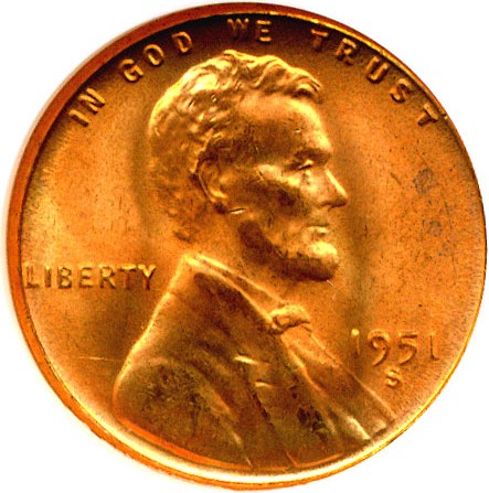 image for: 1951-S 1c  NGC MS66 RD