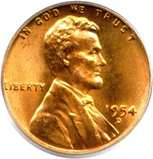 image for: 1954-D 1c PCGS MS66 RD