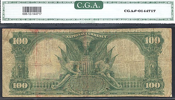 image for: Fr.698 1902 $100 Third Charter Period, 3rd Issue, Plain Back CGA F12 #2720 Tennessee [1952]