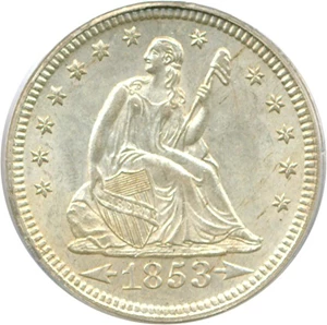 image for: 1853 25c Arrows & Rays PCGS/CAC MS64