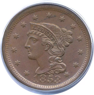 image for: 1853 1c PCGS MS64 BN